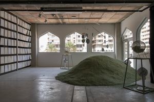 Hyesoo Park, _A Man without Country_ (2023). Exhibition view: Sharjah Biennial 15, Bank Street Building, Sharjah (7 February–11 June 2023). Courtesy Sharjah Art Foundation. Photo: Motaz Mawid.